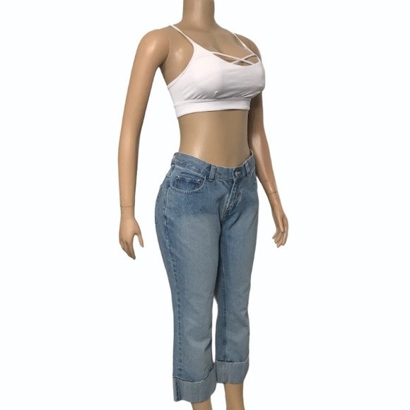 Vintage Lee Riveted Jeans boyfriend cropped cuffed high rise light wash size 8 - Picture 7 of 15